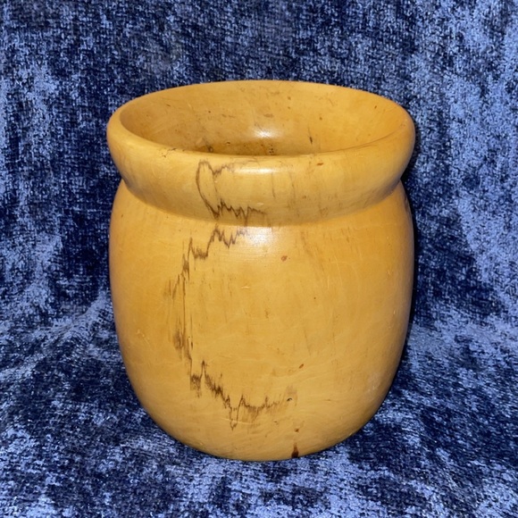 Vintage Natural Wood Finish Decorative Vase - Picture 2 of 5